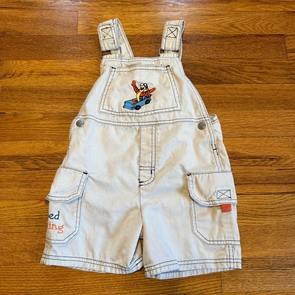 Vintage 90s Tigger Disney Character Overalls 2T Cartoon Shortalls